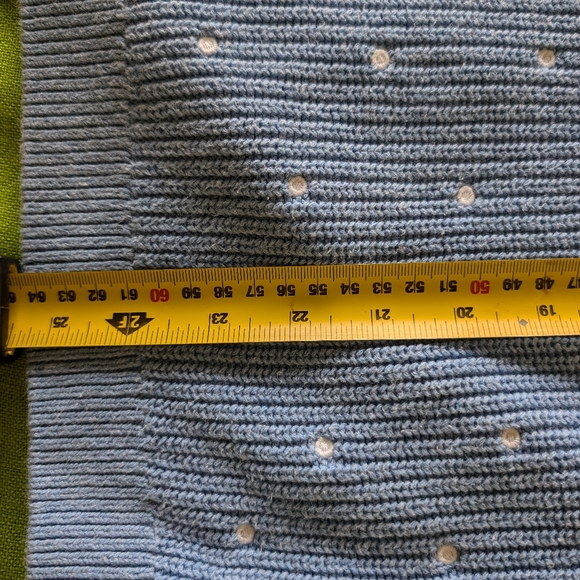 Elle 100% cotton blue sweater with white "dots" on front. - Picture 6 of 9